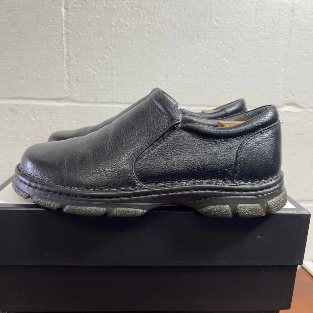 Bass Hemlock Black Leather Slip On Loafers‎ Lug Sole Shoes Men's Size 10.5 M